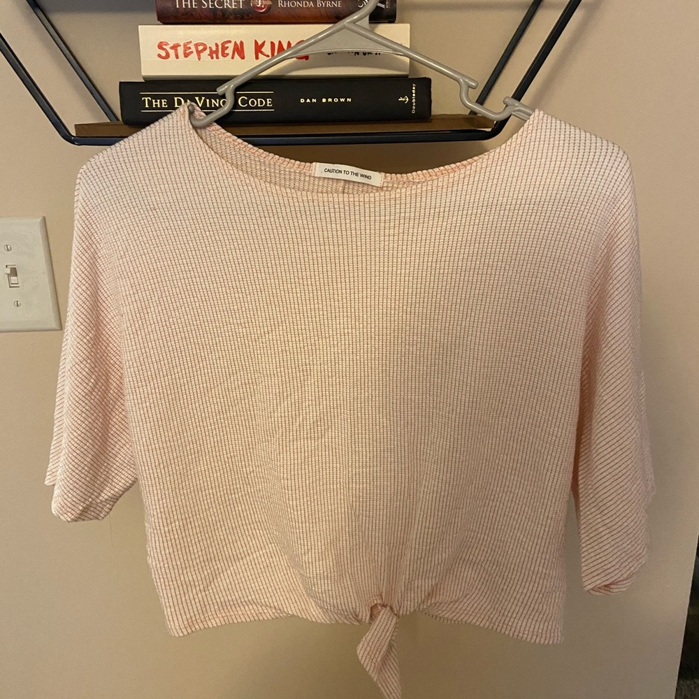 Orange and white striped Knotted crop top